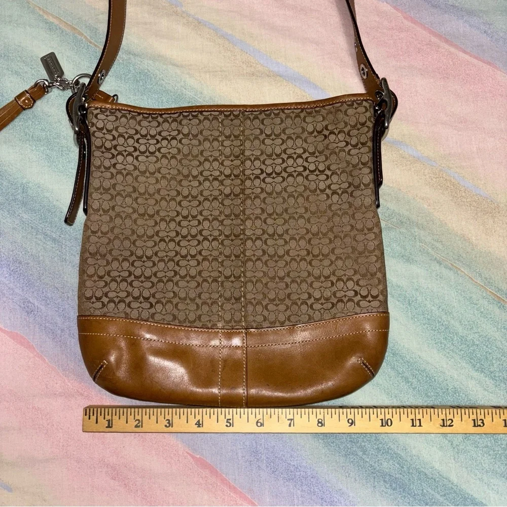 Coach Signature C Handbag with Caramel Brown Leather Strap & Bottom F10417